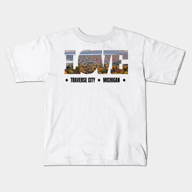 Traverse City Michigan Love for the Midwest Kids T-Shirt by Hopscotch Shop Gifts